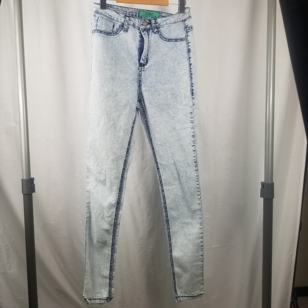 Cali Denim High Rise Skinny Acid-Wash